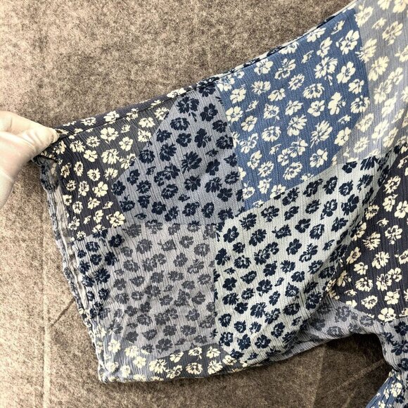 Illa Illa Romper Womens Large L Blue Floral Boho Ruffle Hem V-neck Short Sleeve - Picture 4 of 10